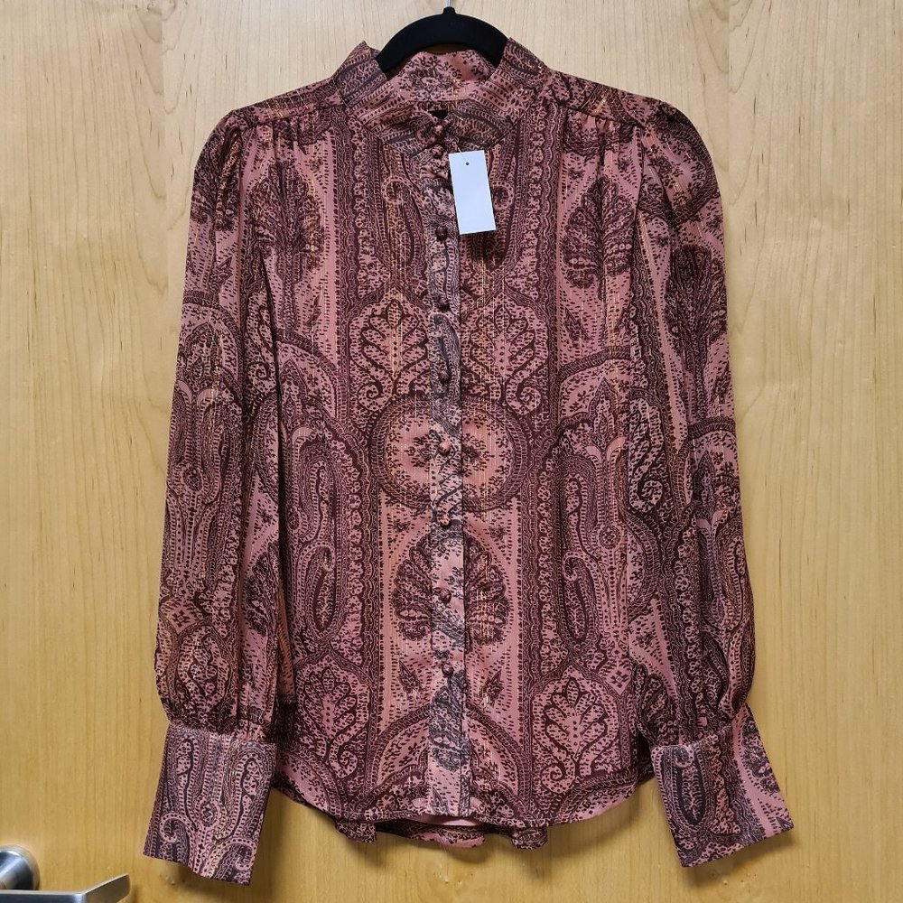 Ann Taylor NWT Shimmer Paisley Blouse Top M